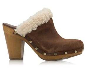 EUC UGG Adele Suede Clogs with Fur Trim size 8